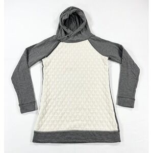 Maurices Hooded Pullover Tunic Sweatshirt Quilted Front Zipper Gray Women's XS